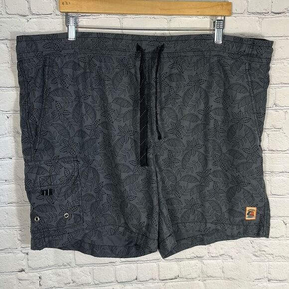 Tommy Bahama Swim Trunks Gray Floral Swimwear size L Large Board Shorts - Picture 1 of 7